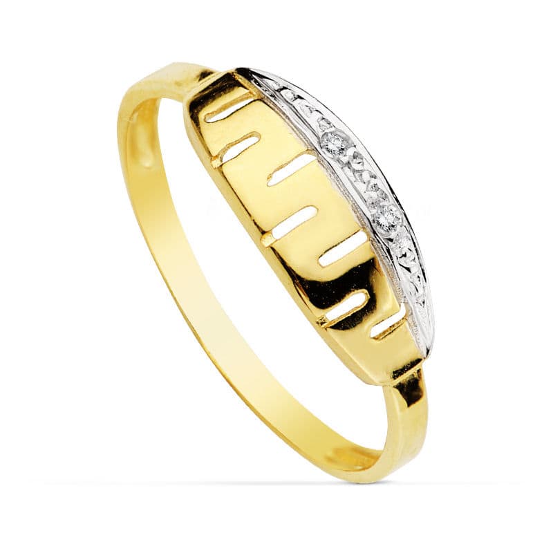 18K SORTIJA BICOLOR CIRCONITAS