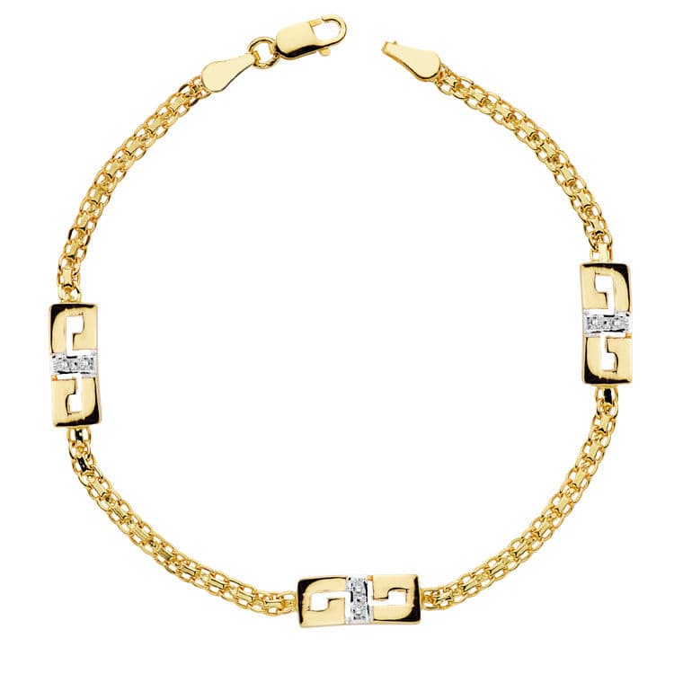 18K PULSERA BICOLOR CIRCONITAS 17 CM