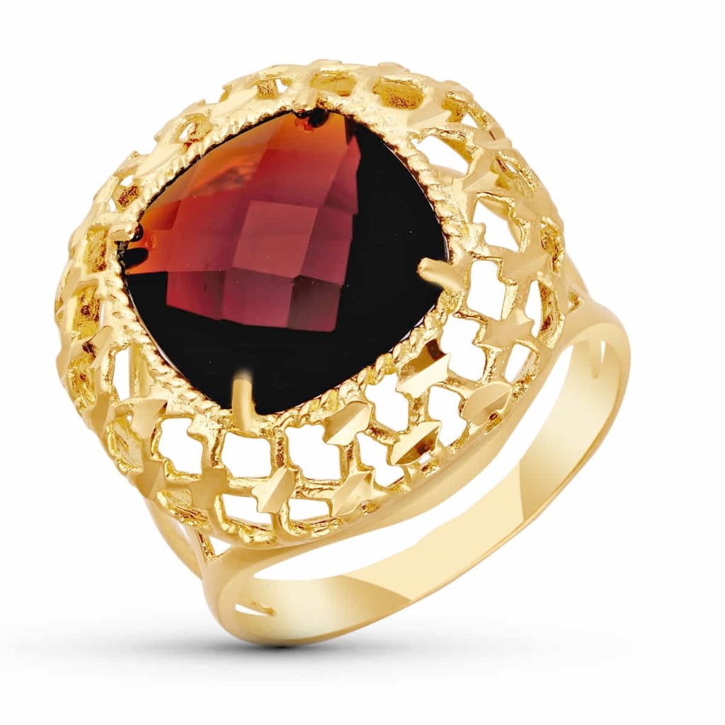 18K SORTIJA ORO AMARILLO GRANATE