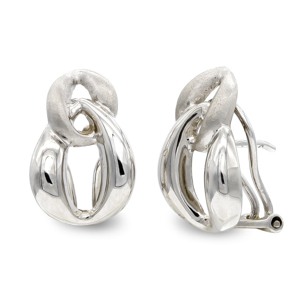 18K PENDIENTES ORO BLANCO MATE Y BRILLO