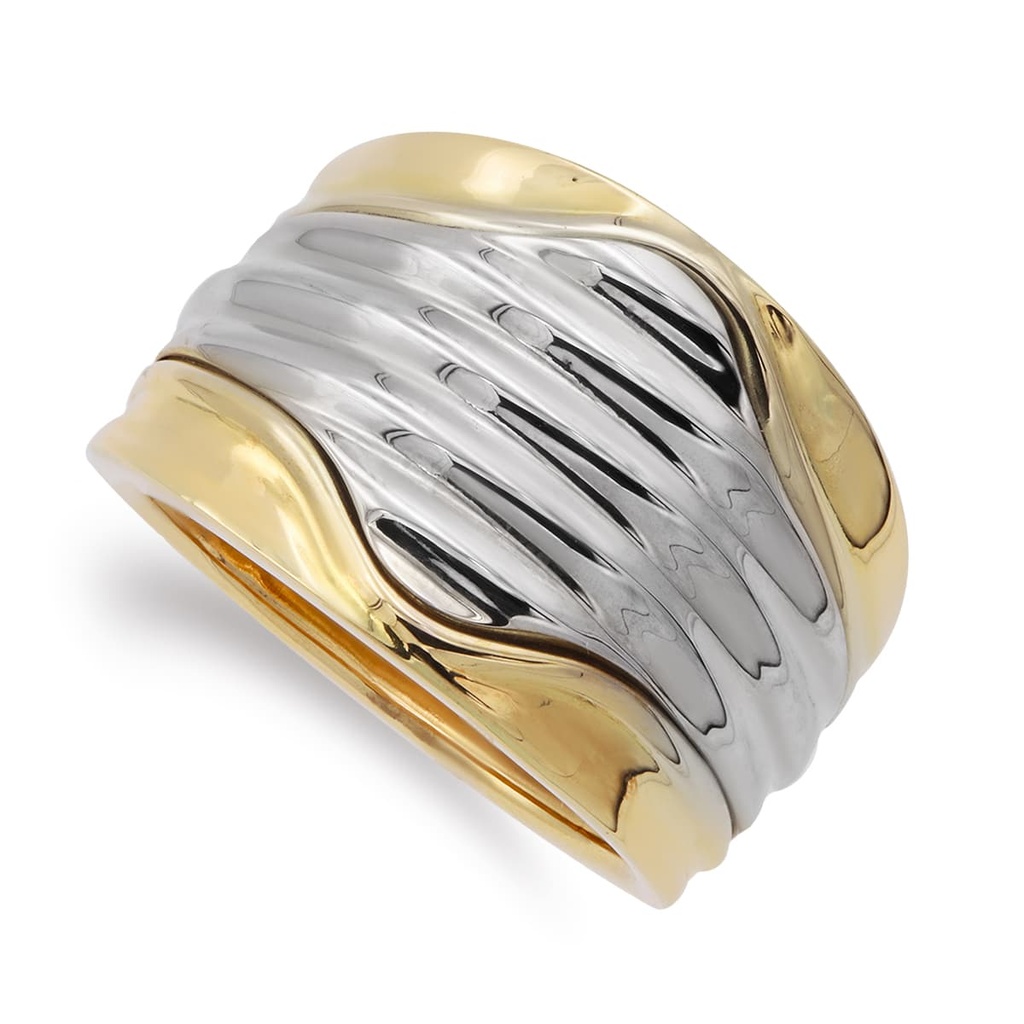 18K SORTIJA ORO BICOLOR BRILLO