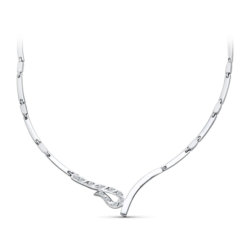 18K GARGANTILLA ORO BLANCO JUEGO NOVIA CIRCONITAS 45CM CIERRE MOSQUETON