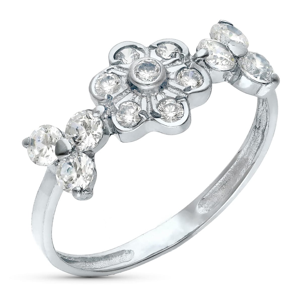 18K SORTIJA ORO BLANCO JUEGO NOVIA CIRCONITAS ANCHO 7 MM