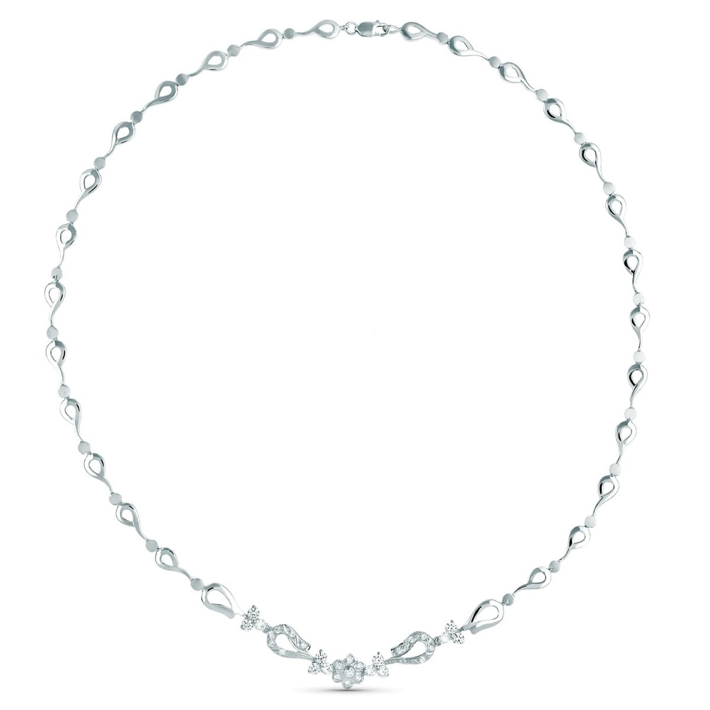 18K GARGANTILLA ORO BLANCO JUEGO NOVIA ARTICULADO 42 CM CIERRE MOSQUETON