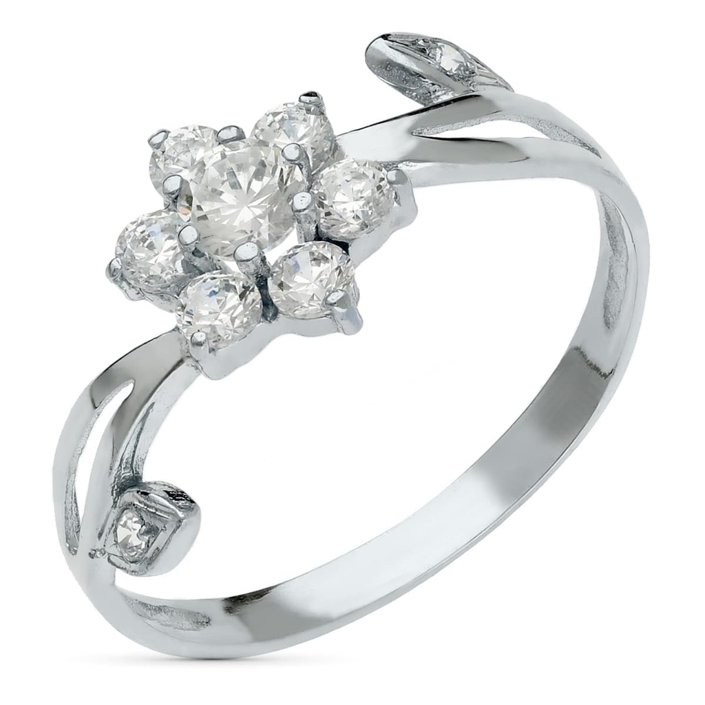 18K SORTIJA ORO BLANCO JUEGO NOVIA PIÑA CIRCONITAS ANCHO 10 MM
