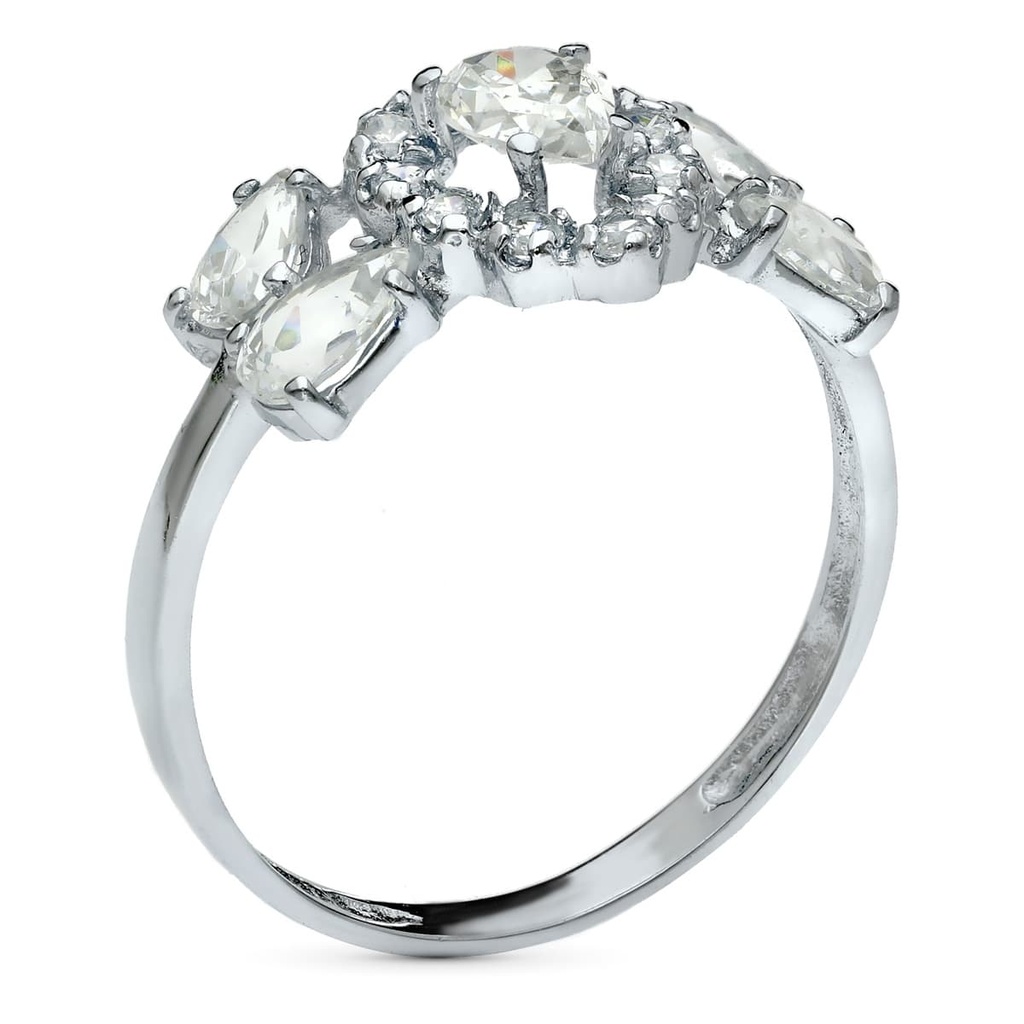 18K SORTIJA ORO BLANCO JUEGO NOVIA CIRCONITA PERA ANCHO TOTAL 11 MM