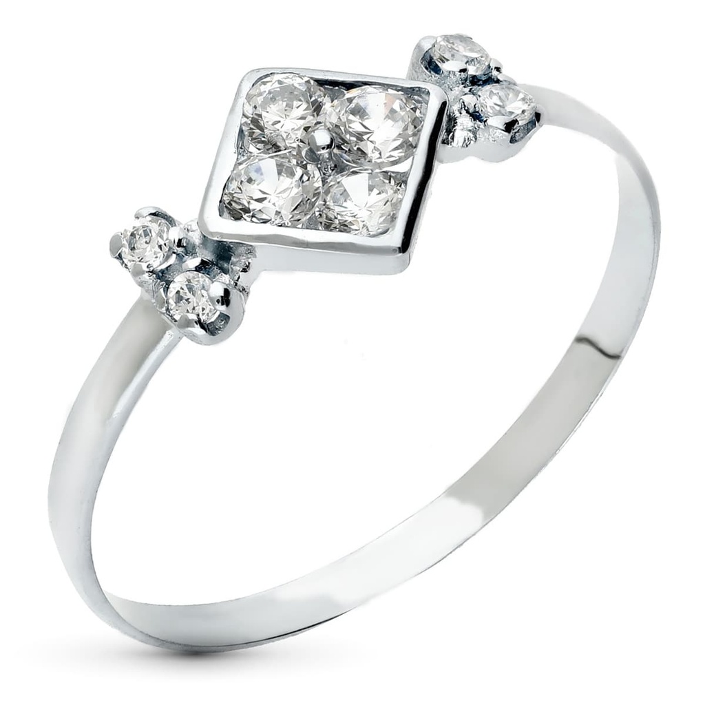18K SORTIJA ORO BLANCO JUEGO NOVIA CIRCONITAS ANCHO 7 MM