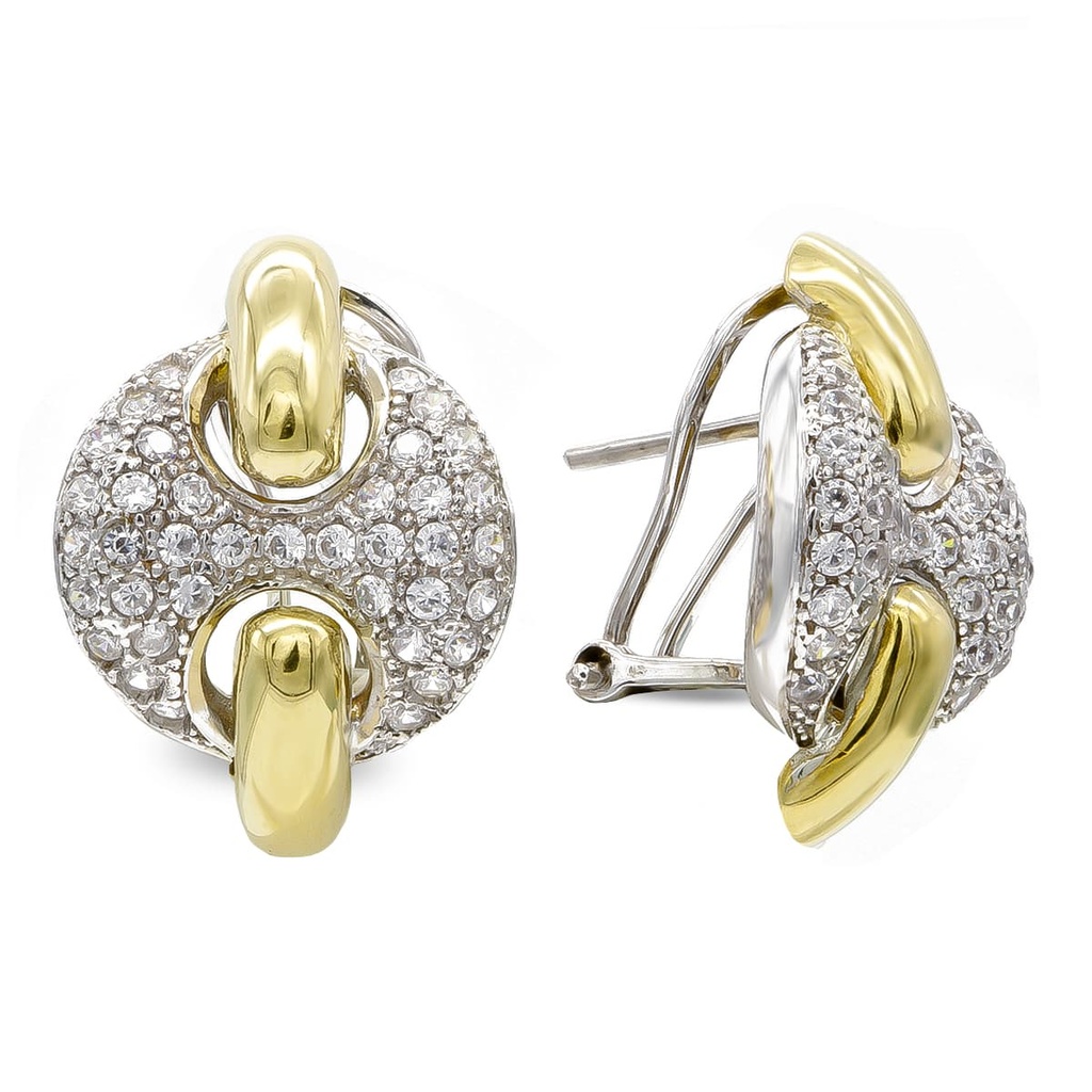 18K PENDIENTES ORO BICOLOR CON CIRCONITAS