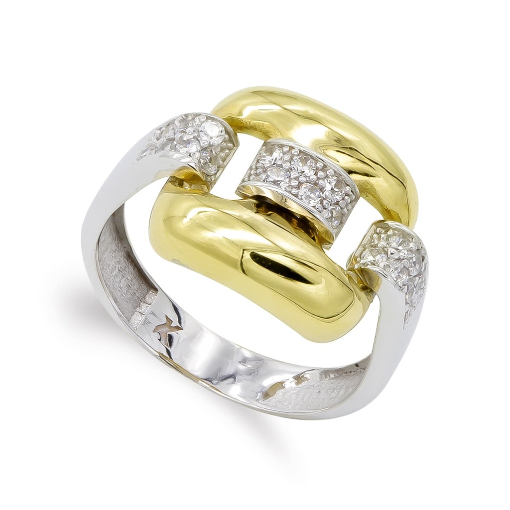18K SORTIJA ORO BICOLOR CON CIRCONITAS