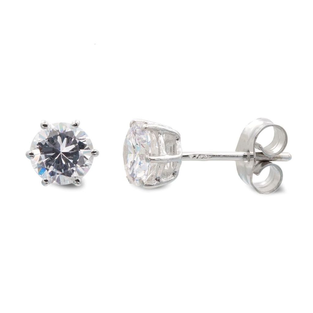 18K PENDIENTES ORO BLANCO GARRAS CIRCONITAS 6X6 MM