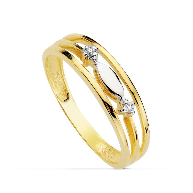 18K SORTIJA BICOLOR CIRCONITAS