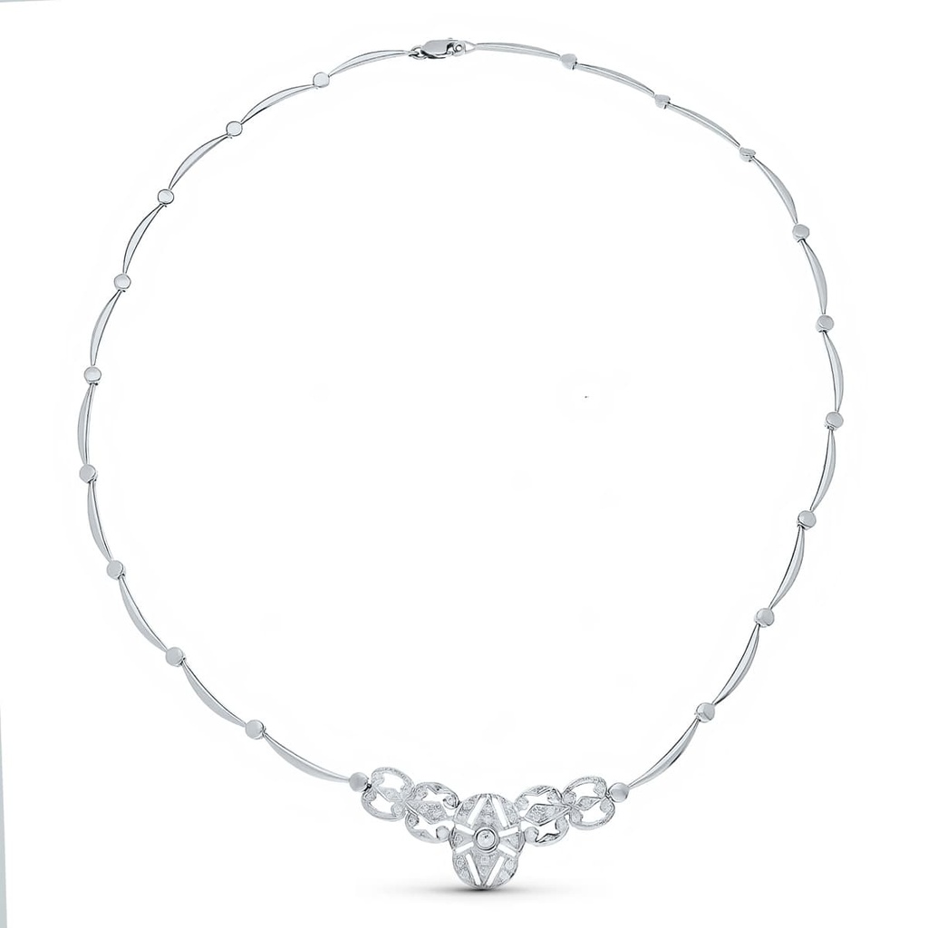 18K GARGANTILLA CIRCONITAS ORO BLANCO