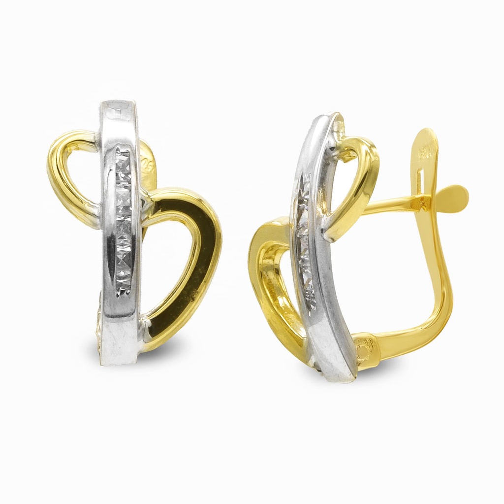 18K PENDIENTES BICOLOR CIRCONITA 13X8 MM