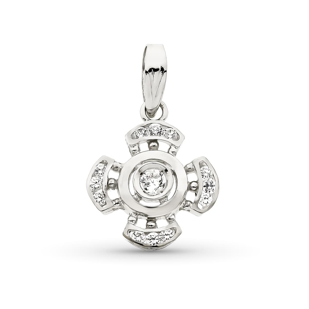 18K CRUZ ORO BLANCO CON CIRCONITAS 19X16 MM