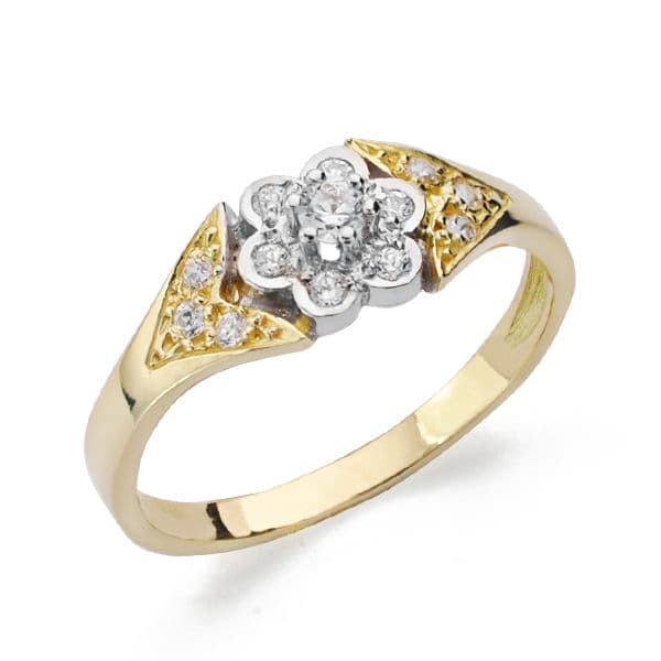 18K SORTIJA COMUNION BICOLOR CIRCONITAS