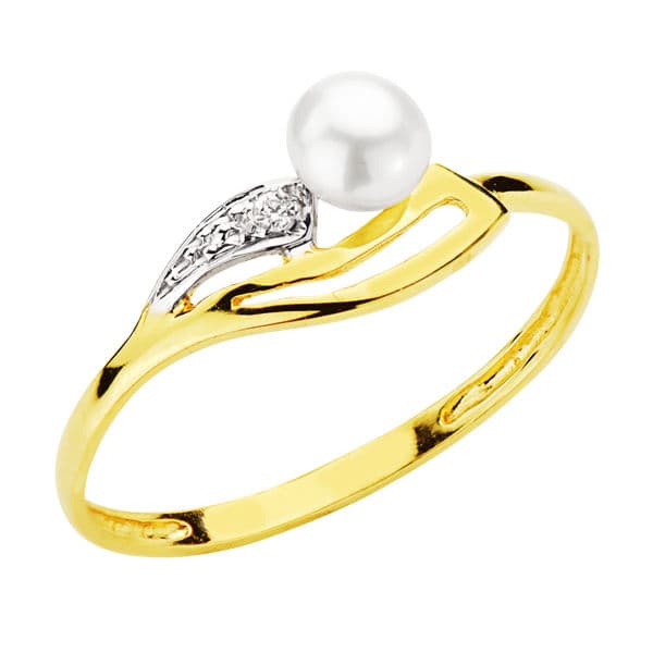 18K SORTIJA BICOLOR PERLA 4 MM