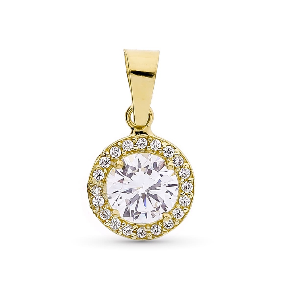 18K COLGANTE ORO AMARILLO REDONDO CON CIRCONITA 7 MM