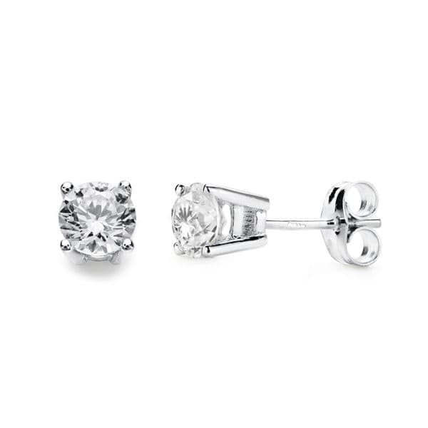 18K PENDIENTES GARRAS ORO BLANCO CIRCONITA 5 MM
