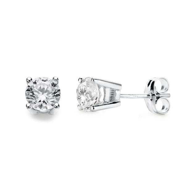 18K PENDIENTES GARRAS ORO BLANCO 5.5 MM PRESION