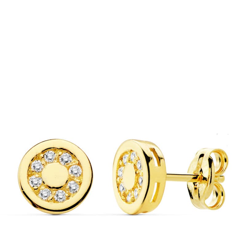 18K PENDIENTES REDONDOS CIRCONITAS 7 MM