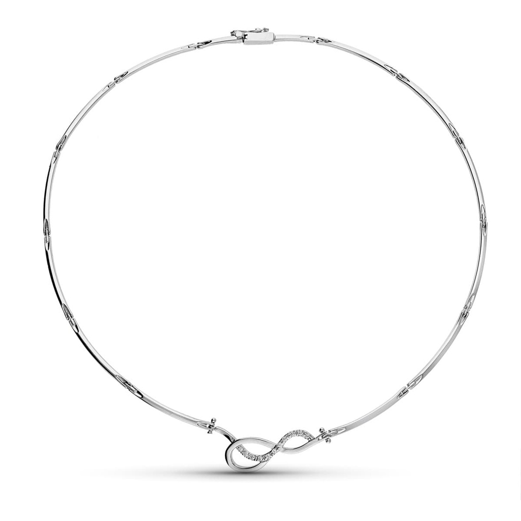 18K GARGANTILLA ORO BLANCO TRAMOS CIRCONITAS MOTIVO