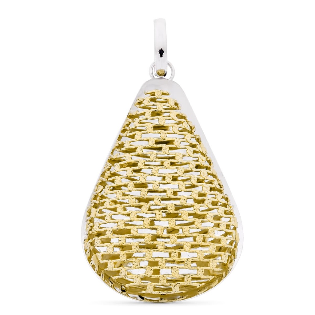 18K COLGANTE ORO BICOLOR GOTA MALLA