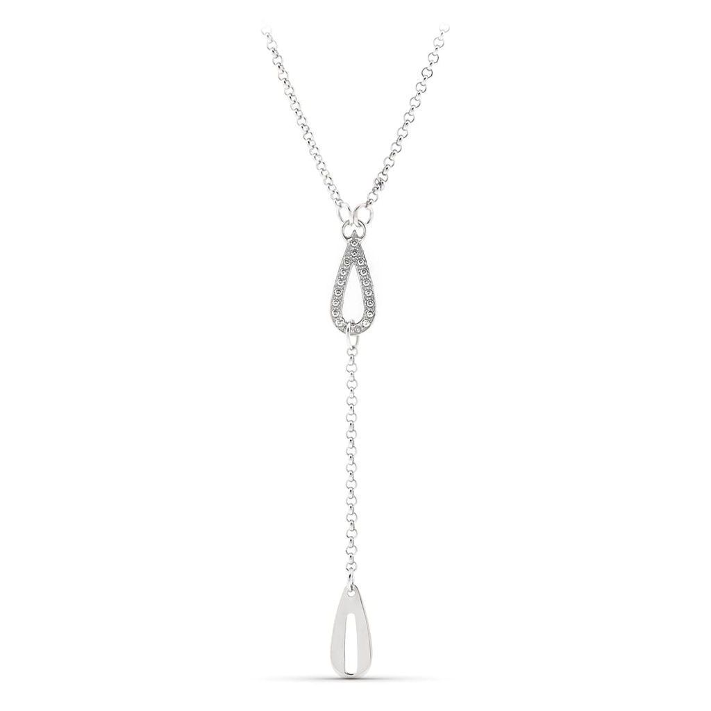 18K GARGANTILLA ORO BLANCO GOTA CON CIRCONITAS