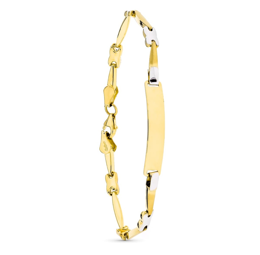 18K ESCLAVA ORO BICOLOR MATE Y BRILLO 18 CM