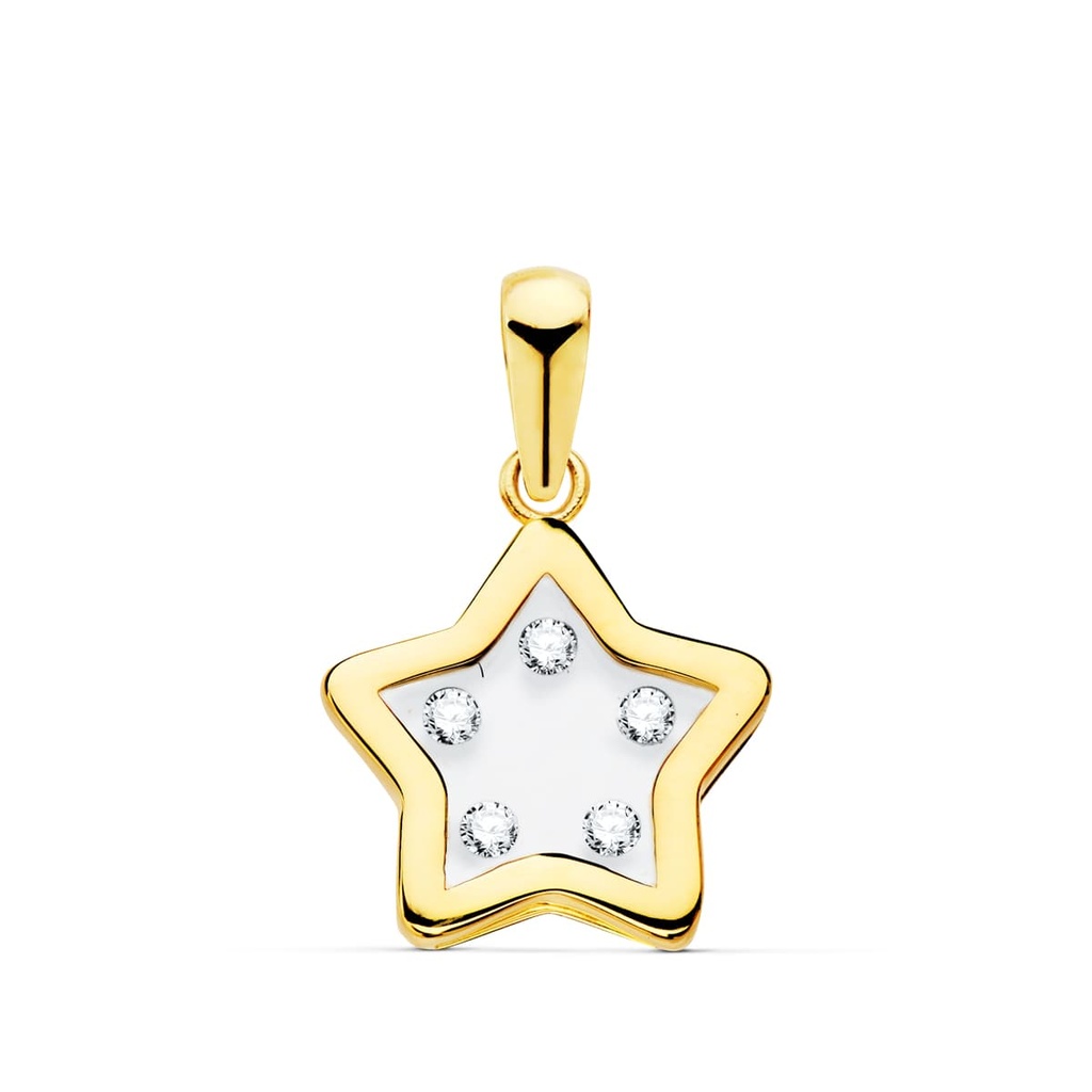 COLGANTE ORO AMARILLO ESTRELLA AIRSHINE TRANSPARENTE CON CIRCONITAS 11X11 MM
