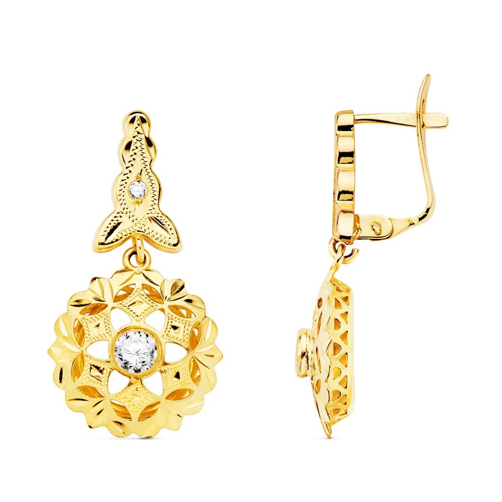 18K PENDIENTES ORO AMARILLO CUBANAS CATALAN 22X14 MM