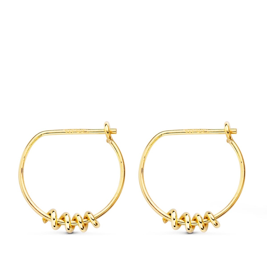 18K AROS ORO AMARILLO 13 MM MOTIVO MUELLE