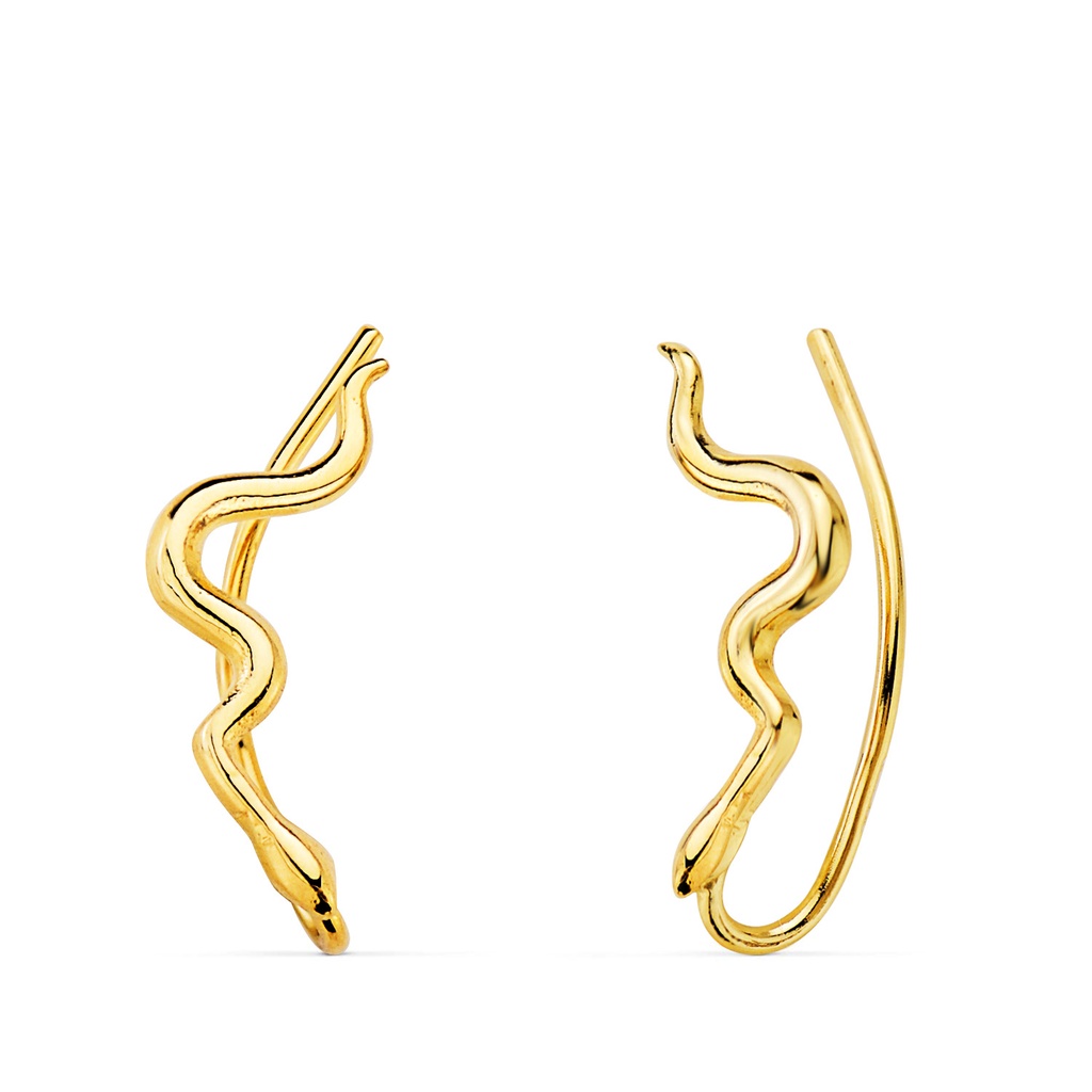 18K PENDIENTES ORO AMARILLO TREPADORES DE SERPIENTES. 15 X 2.5 MM