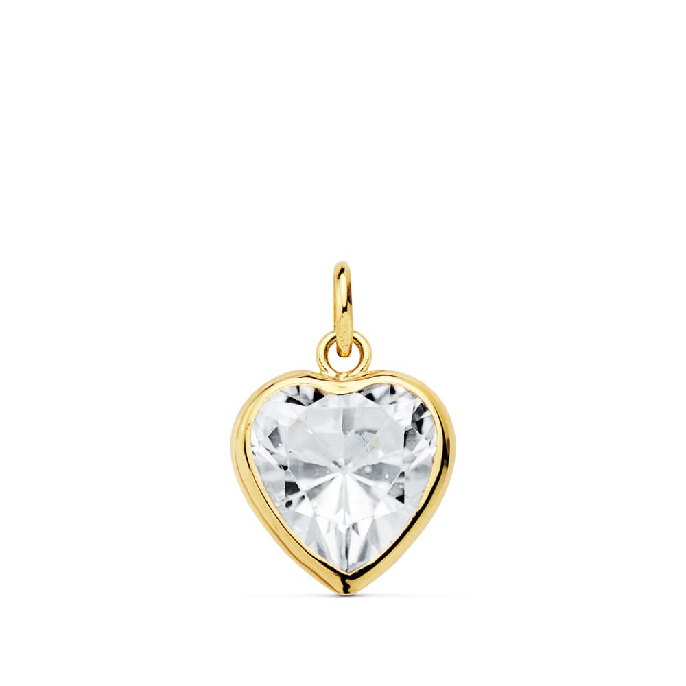 18K COLGANTE ORO AMARILLO CORAZON CIRCONITA 10X10 MM