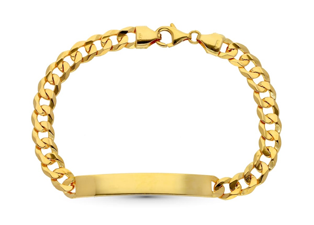 18K ESCLAVA ORO AMARILLO BARBADA MACIZA 21 CM 7 MM