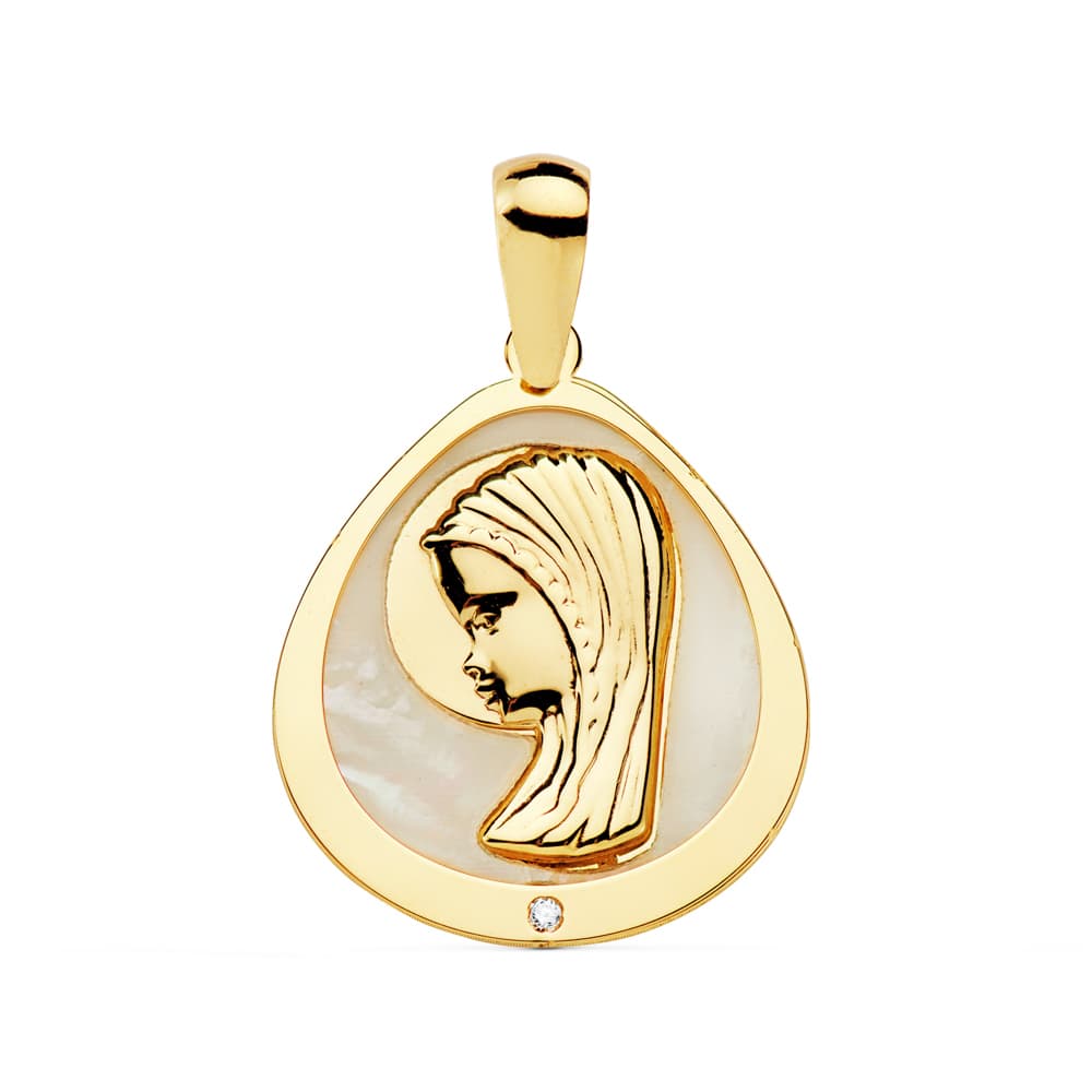 18K MEDALLA VIRGEN NIÑA NACAR 18X16 MM