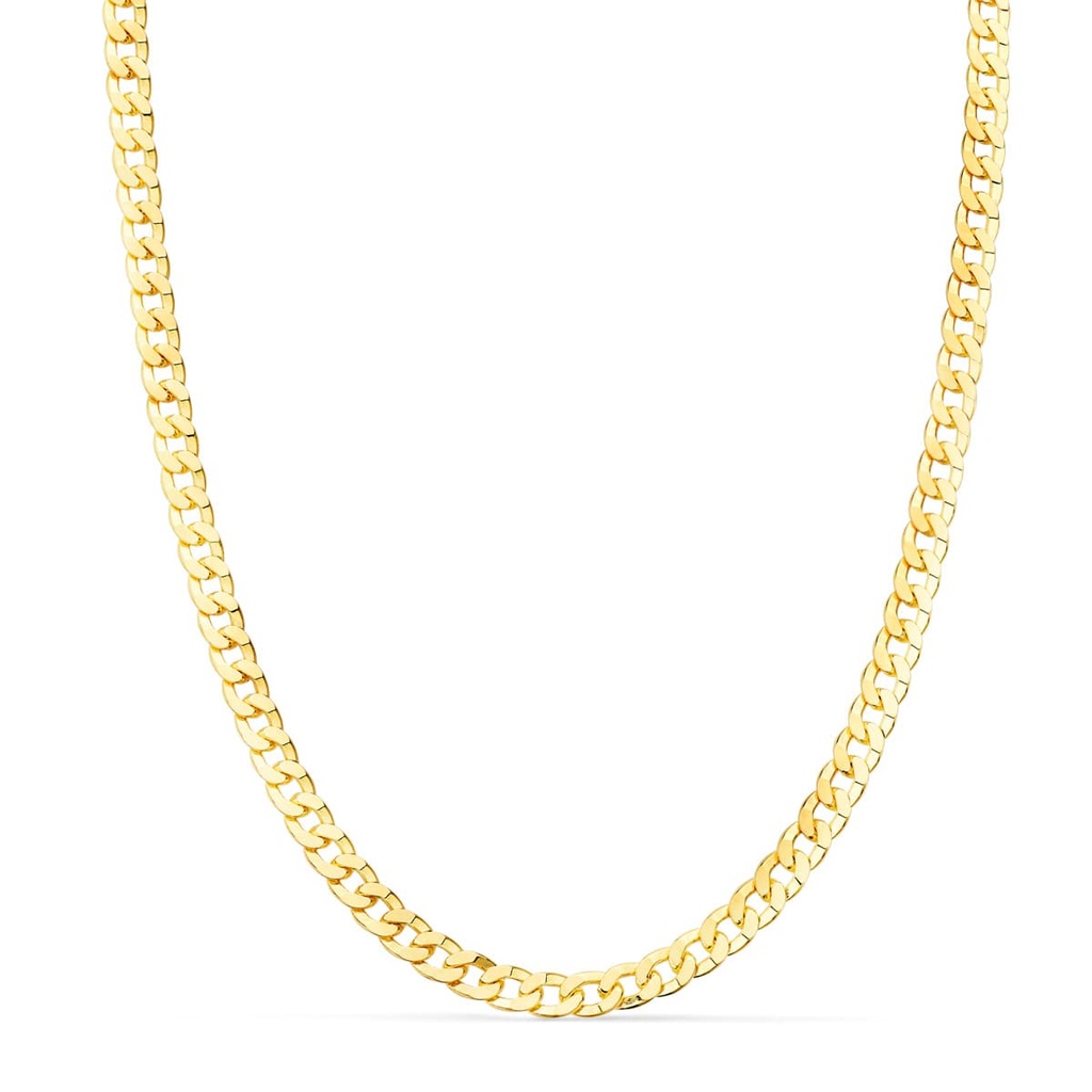 18K CADENA ORO AMARILLO MACIZA BARBADA LARGO 60 CM ANCHO 3.75 MM