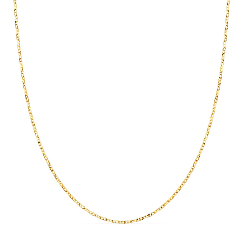18K CADENA ORO AMARILLO FORZADA ANCLA MACIZA BORDES TALLADOS ANCHO: 1.5 MM. LARGO: 50 CM