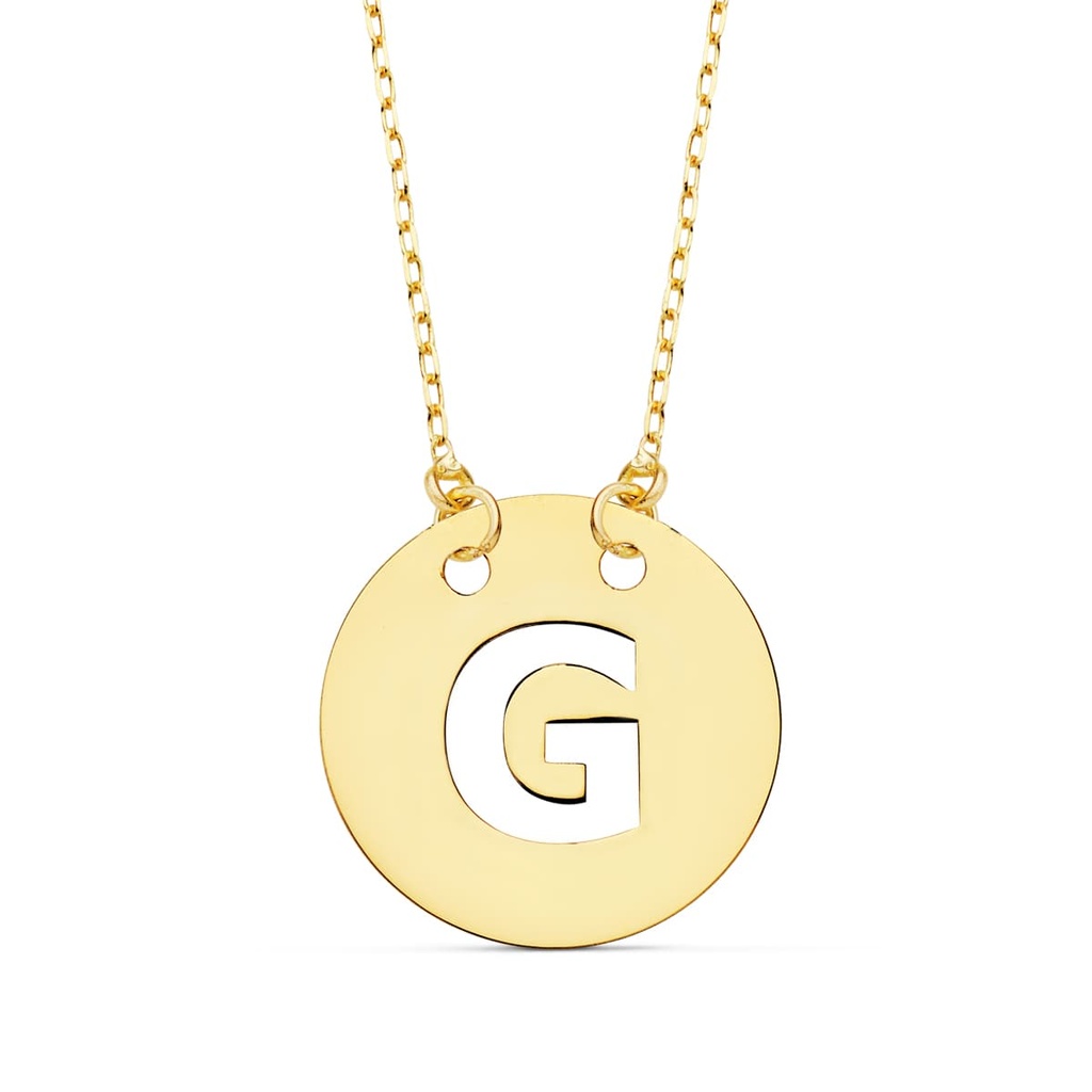 18K COLGANTE LETRA  G  15 MM CADENA FORZADA 42 CM