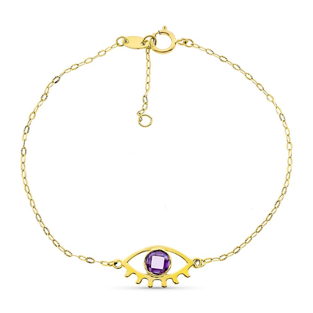 18K PULSERA ORO AMARILLO OJO 15X9 MM PIEDRA BRIOLET 5 MM 19 CM