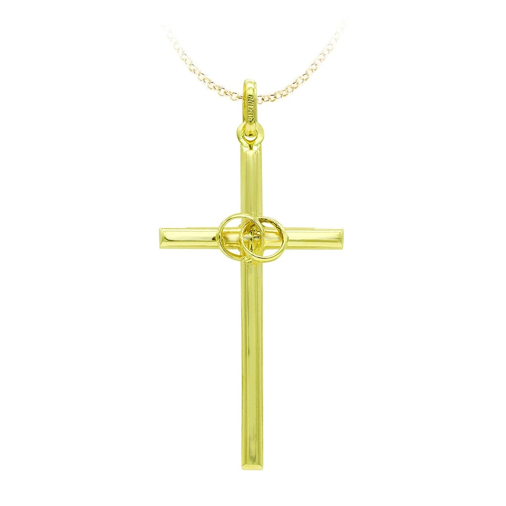 18K CRUZ ORO AMARILLO HUECA ALIANZAS. 31X16 MM