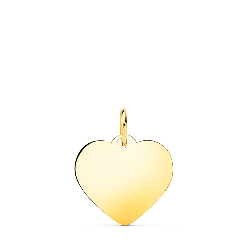 18K CHAPA  CORAZON LISO EN BRILLO 16X16 MM