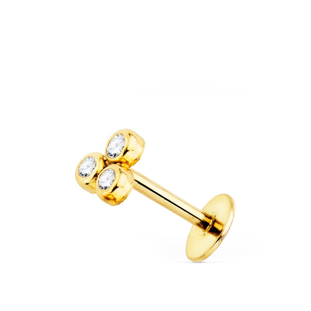 18K PIERCING OREJA ORO AMARILLO TRIANGULO CON CIRCONITAS 5X3.5 MM