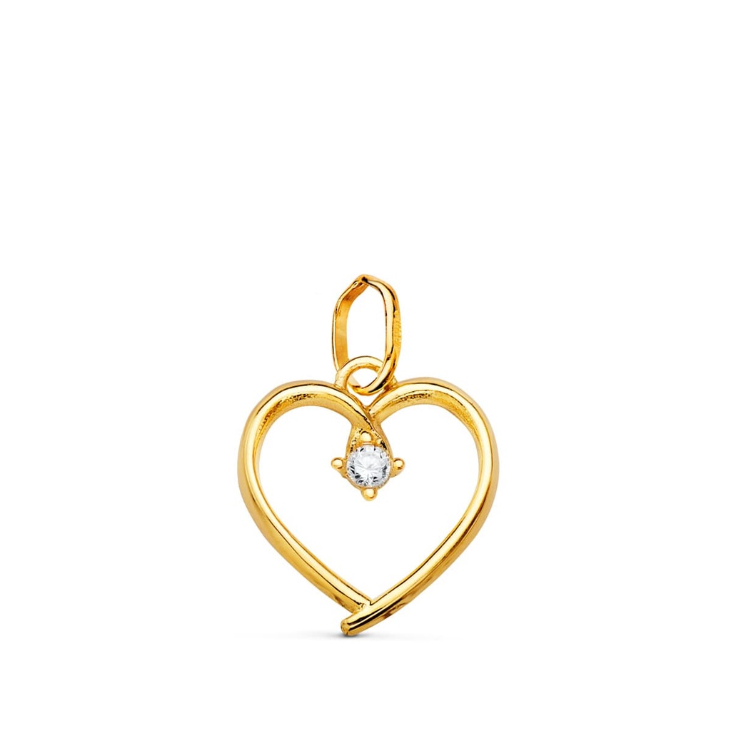 18K COLGANTE ORO AMARILLO CORAZON CON CIRCONITA DE 2 MM 13X12 MM