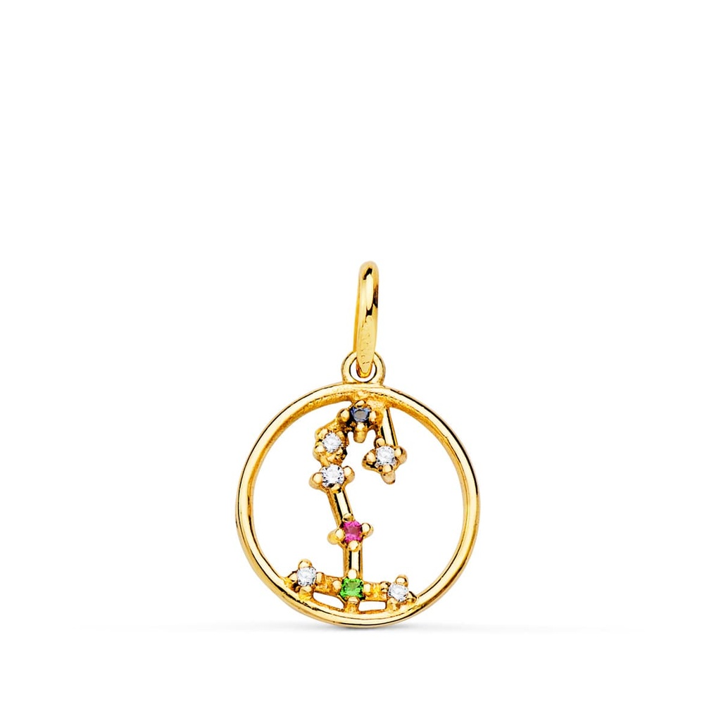 18K COLGANTE ORO AMARILLO HOROSCOPO ESCORPIO CONSTELACIONES CIRCONITAS 12 MM