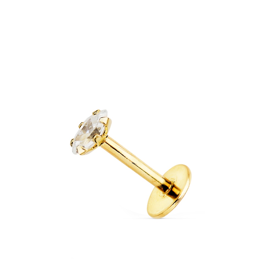 18K PIERCING DE OREJA ORO AMARILLO CON CIRCONITA 4 X 2 MM. CIERRE ROSCA