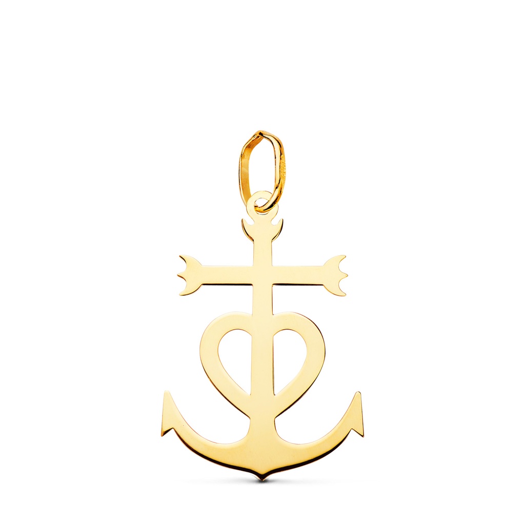 18K CRUZ DE LA CAMARGA ORO AMARILLO EN BRILLO. 22 X 15 MM