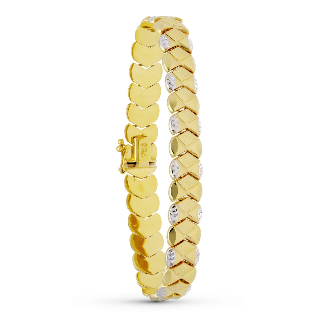 18K PULSERA ORO BICOLOR ESTAMPACION 20.5CM