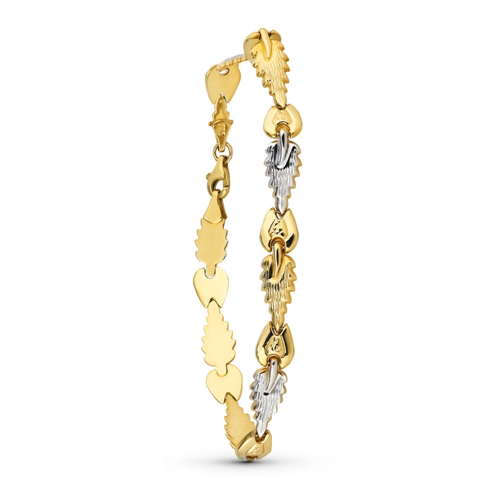 18K PULSERA ORO BICOLOR ESTAMPACION