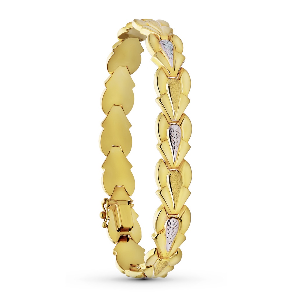 18K PULSERA ORO BICOLOR ESTAMPACION