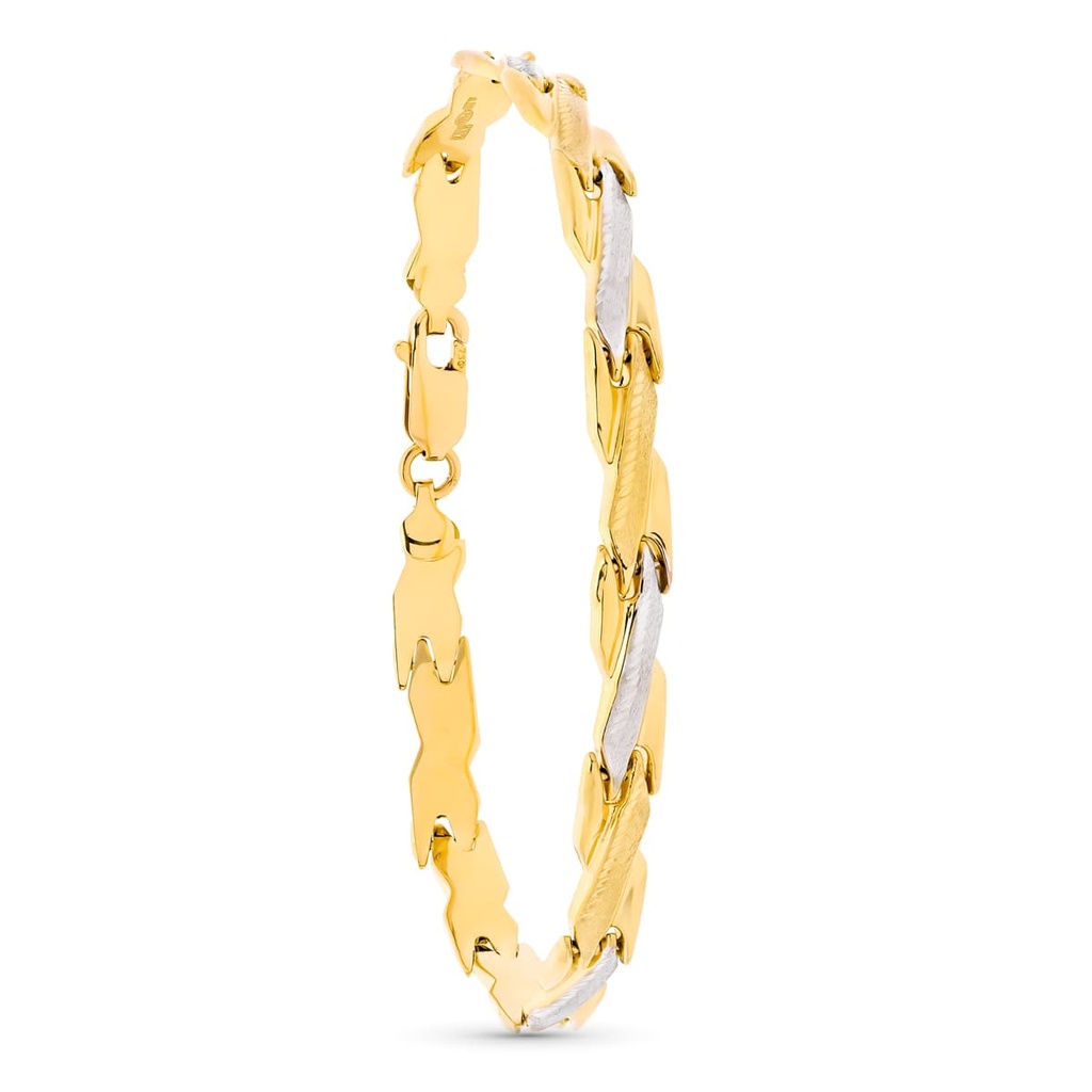 18K PULSERA ORO BICOLOR ESTAMPACION